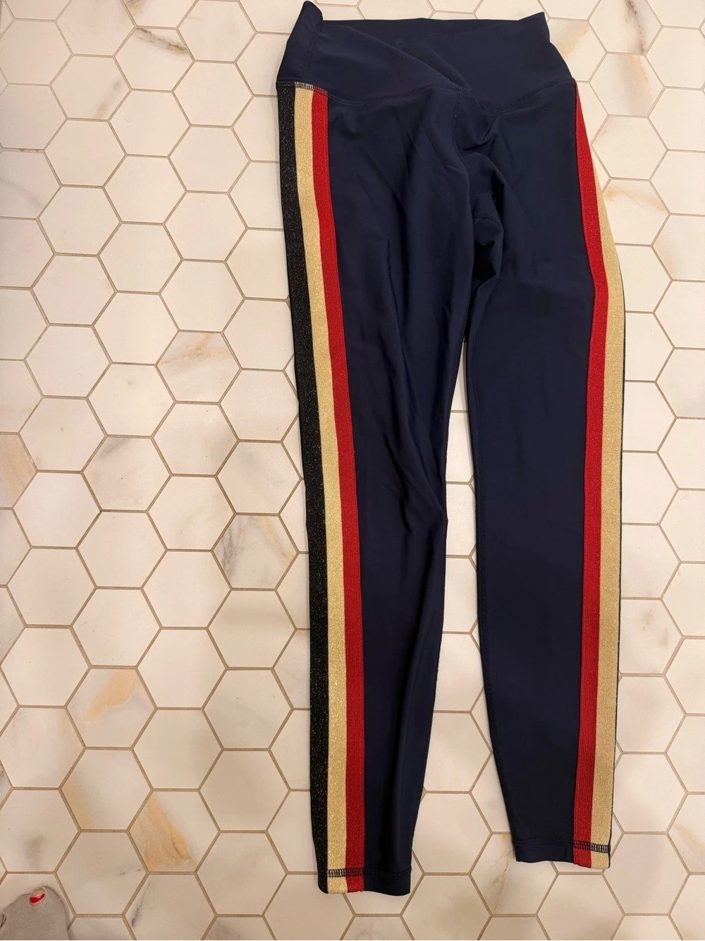 Spiritual Gangster Navy High Waist Glitter Stripe Leggings Size S